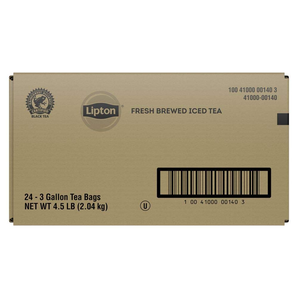 Lipton pack-shot of black unsweetened iced tea bags, 24-count box for venues.