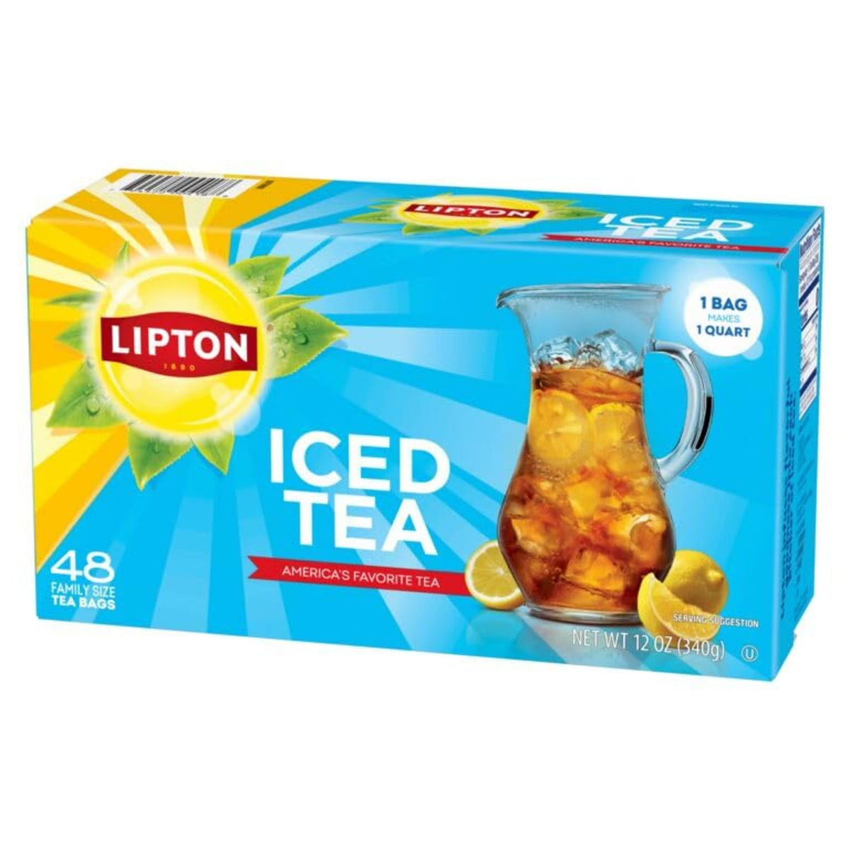 Lipton brewing instructions with hot water for cold pitcher.