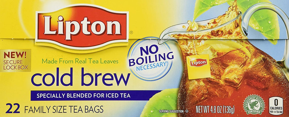 Lipton Cold Brew family iced tea bags – brew-ready for crisp home cold tea