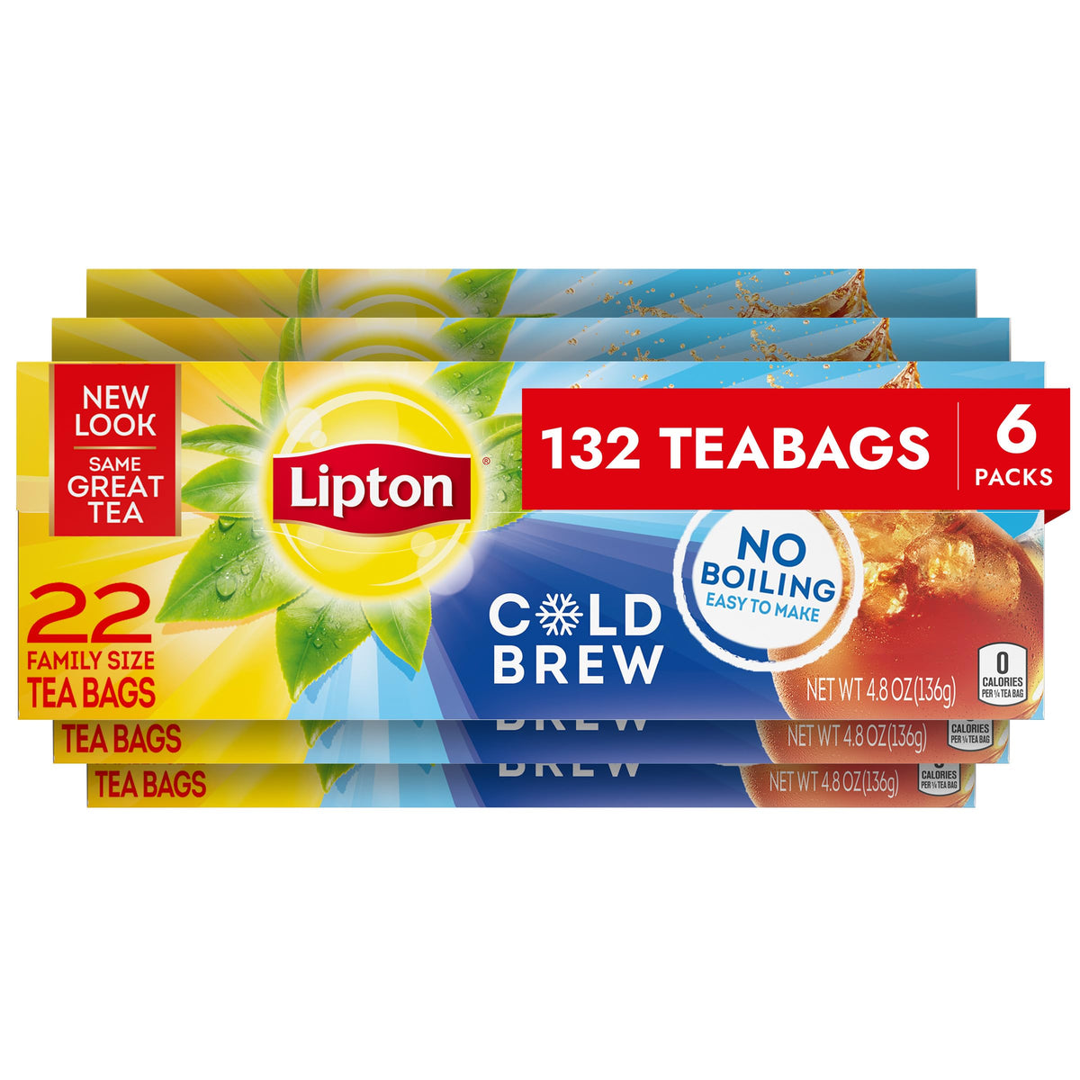Lipton Cold Brew tea bags 22-count pack for quick iced tea at home