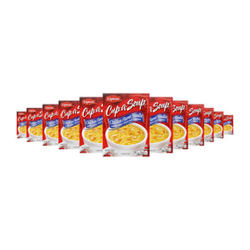 Lipton Cup-a-Soup Chicken Noodle cup with steam showing warm comfort.