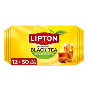 Lipton decaf black tea bags for caffeine-free daily tea.