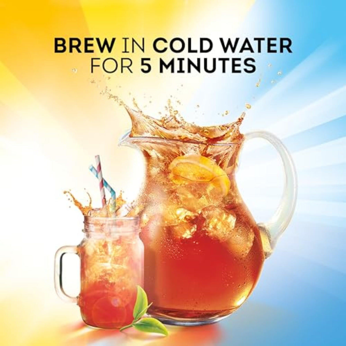 Close-up of Lipton Decaf Cold Brew tea leaves pressed to release natural essence