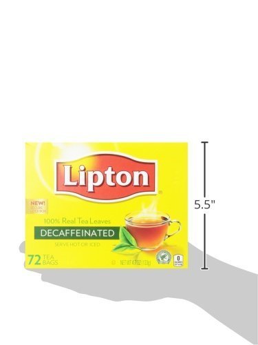 Lipton decaffeinated tea bags 72-count, close-up of individual tea bags