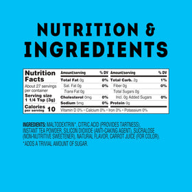 Zero sugar label on Lipton Diet Lemon Iced Tea Mix signals a sugar-free option.