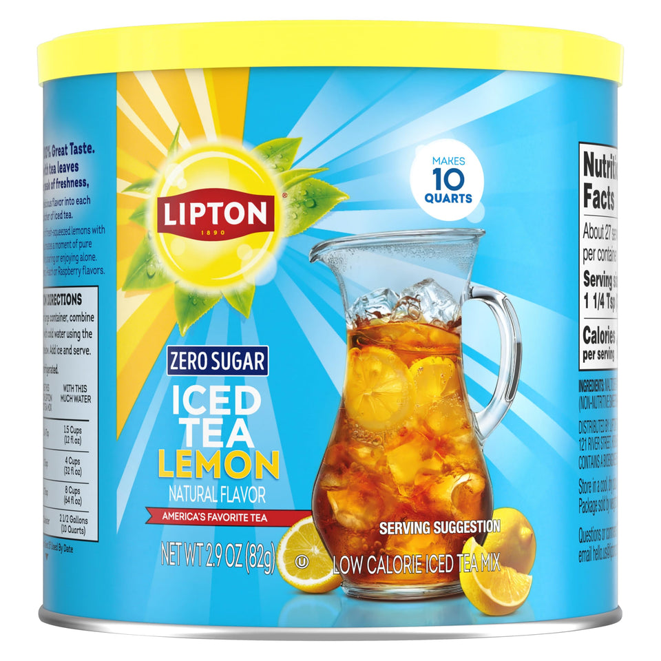 Lipton Diet Zero Sugar Lemon Iced Tea Mix pack of 3 canisters for easy bulk brewing.