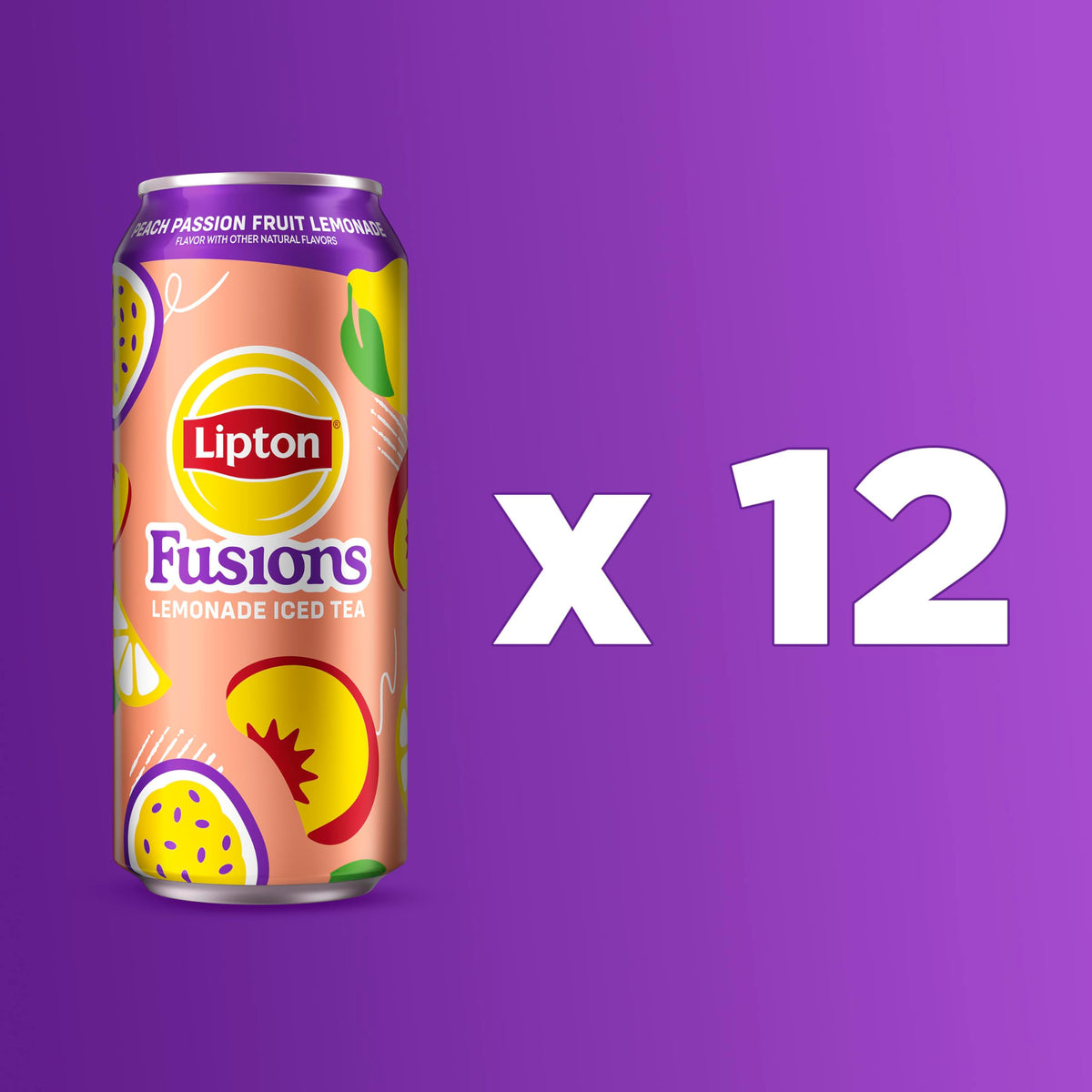 Lipton Fusions Peach Passion Fruit Iced Tea being poured into a glass for a refreshing moment