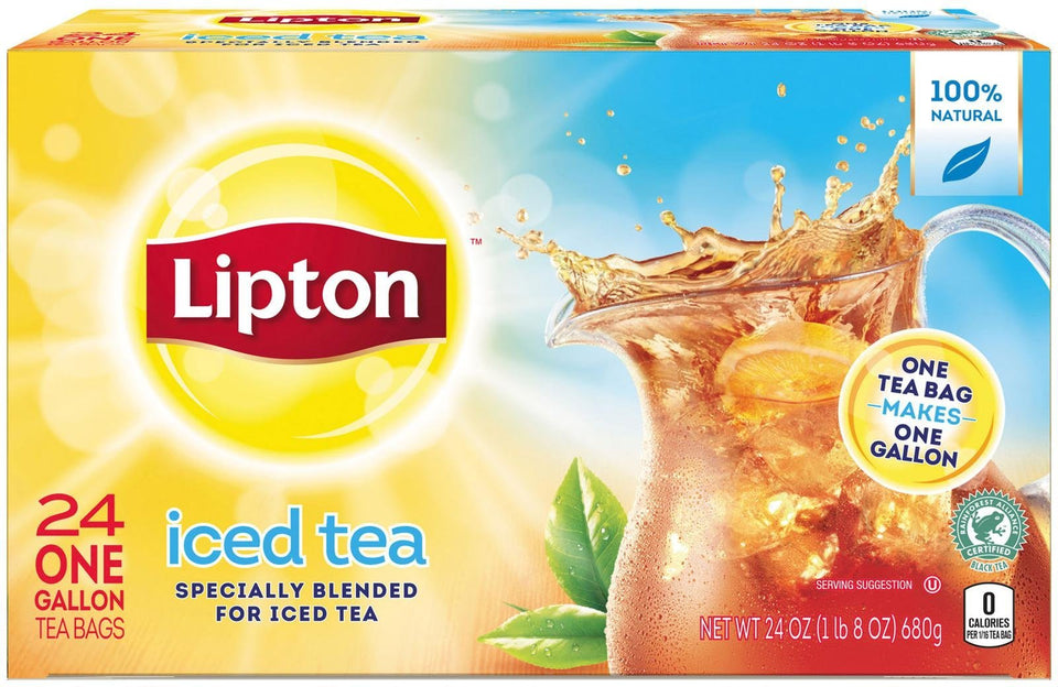 Lipton gallon-size tea bags packaging ideal for large-batch iced tea