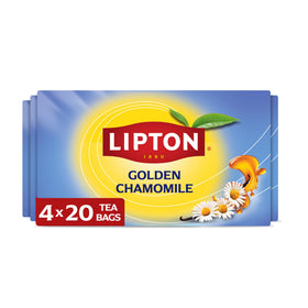 Lipton Golden Chamomile tea bags packaging indicating convenient storage and freshness
