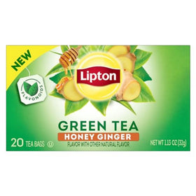 Kitchen staple for hot or iced Lipton Honey Ginger Green Tea Bags.