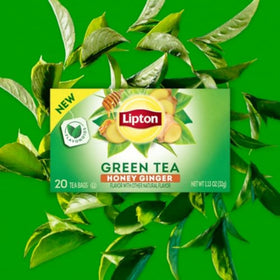 Steeping Lipton Honey Ginger Green Tea Bags releases fragrant aroma.