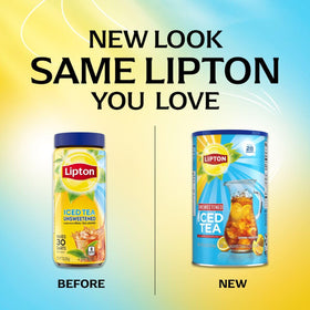 Lipton iced tea mix pourable cup highlights easy preparation.