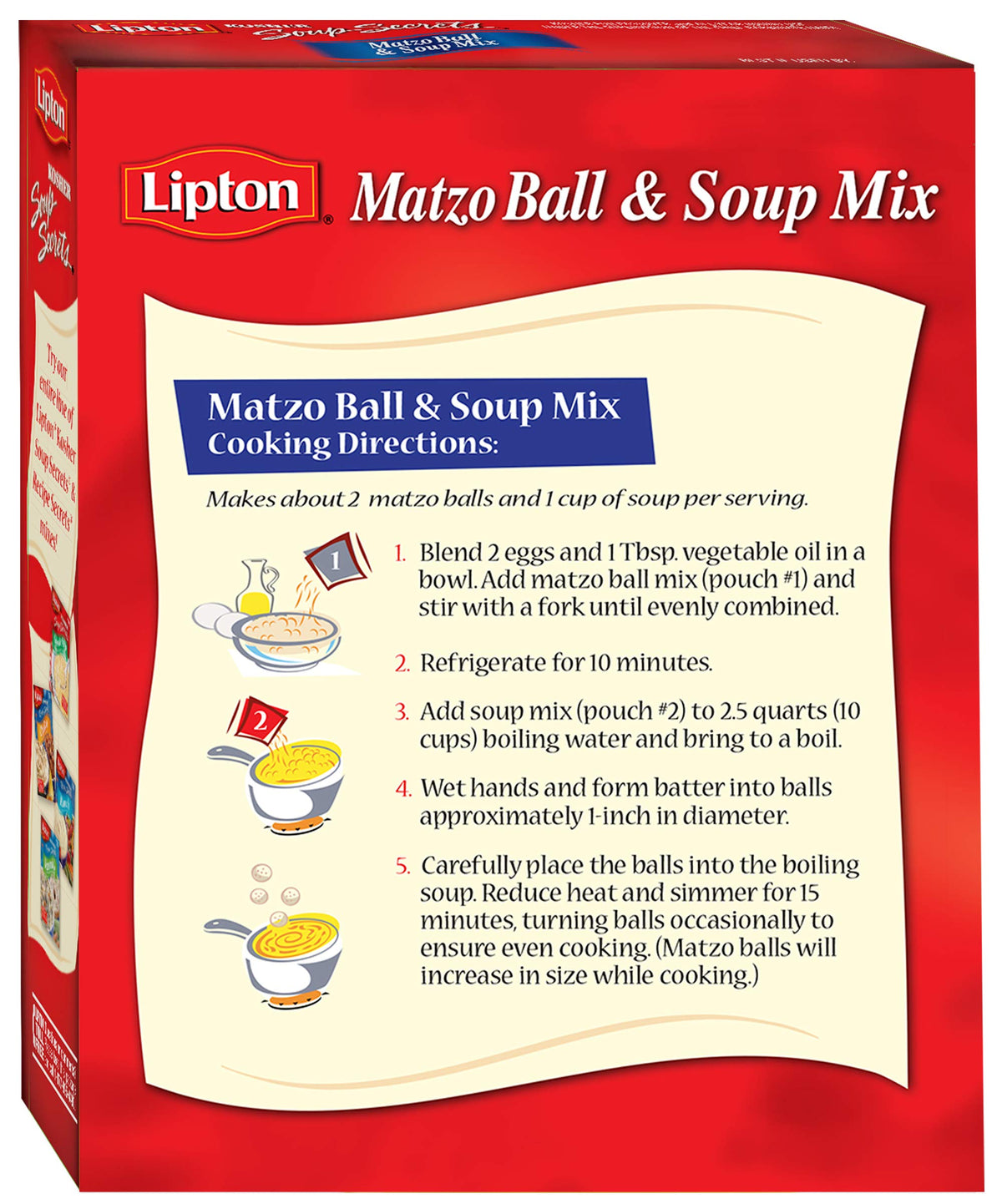 Lipton matzo ball mix measured for easy, flavorful broth.