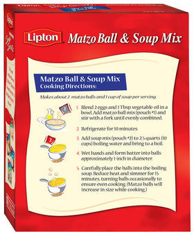 Lipton matzo ball mix measured for easy, flavorful broth.