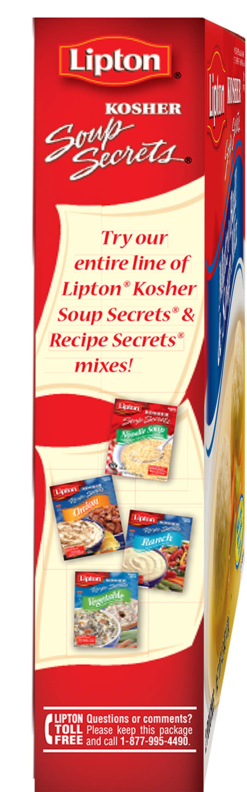 Lipton kosher matzo ball soup served steaming in a bowl.