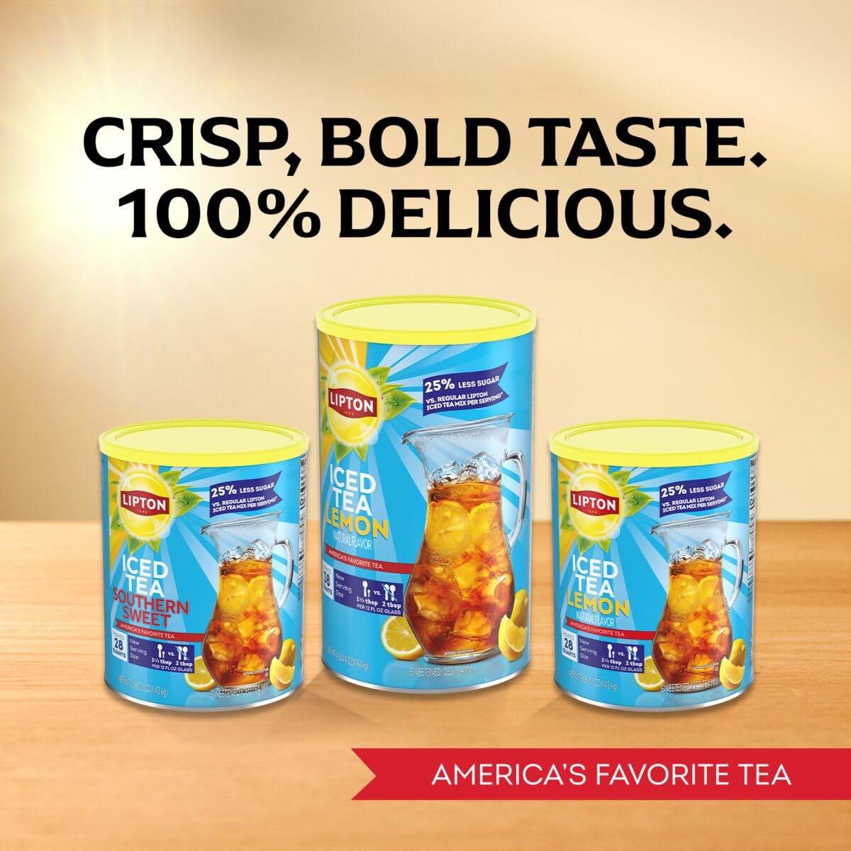 Lipton Lemon Flavor Iced Tea Mix with cold water, demonstrating easy preparation