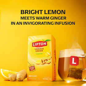 Lipton Lemon Ginger tea bags individually wrapped for freshness on the go