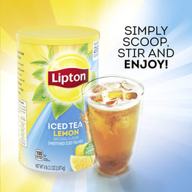 Lipton Lemon display suggests family-friendly convenience for meals and gatherings.