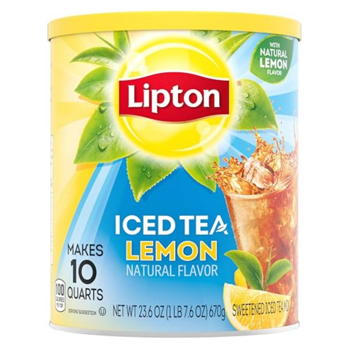 Lipton Lemon Iced Tea Mix pack for brewing large 10-quart batches.