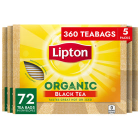 Lipton Organic Black Tea Bags in a box, ready to brew.