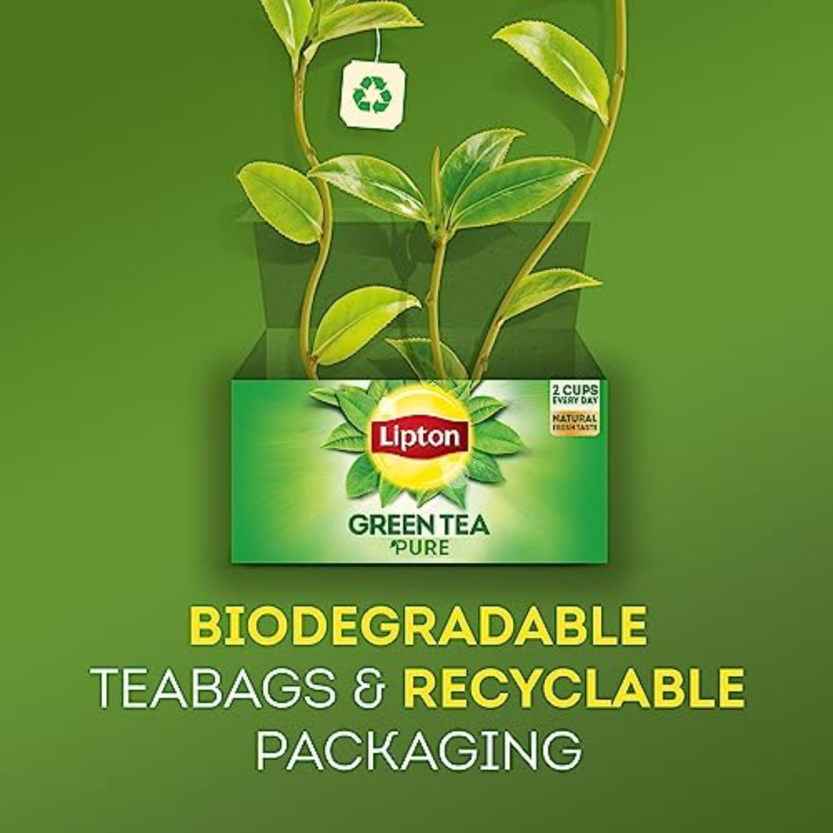 Zero calories label on Lipton Peach Green Tea packaging