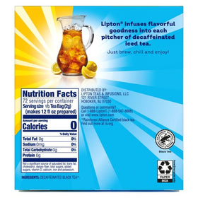 Rainforest Alliance certification badge on Lipton packaging.