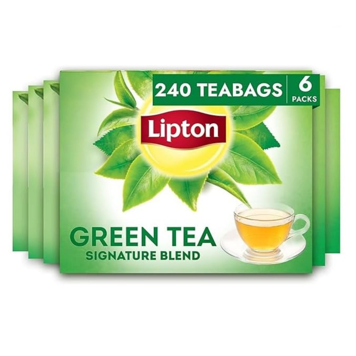 Lipton Signature Blend Green Tea bags for a refreshing caffeinated cup.