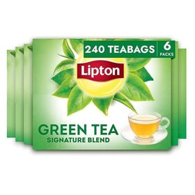 Lipton Signature Blend Green Tea bags for a refreshing caffeinated cup.