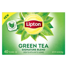 Lipton Signature Blend Green Tea pitcher and glass of iced tea for family hydration.