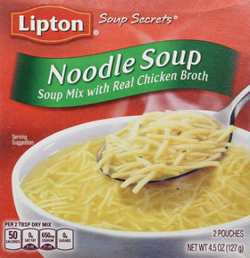 Lipton Soup Secrets cartons show real chicken broth for quick, comforting meals.