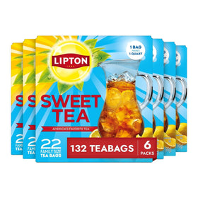 Lipton Southern Sweet Iced Tea bags 22-count in six-pack, ready for family batches.