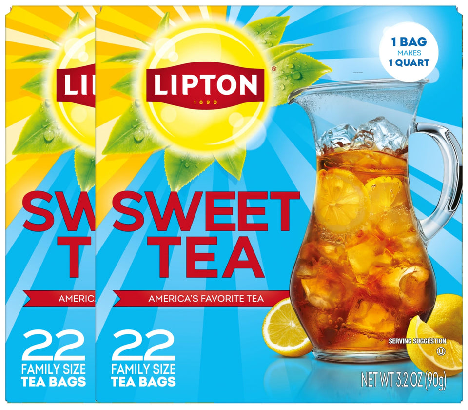 Lipton Southern Sweet Iced Tea Bags 2-pack for quick family-sized refreshment