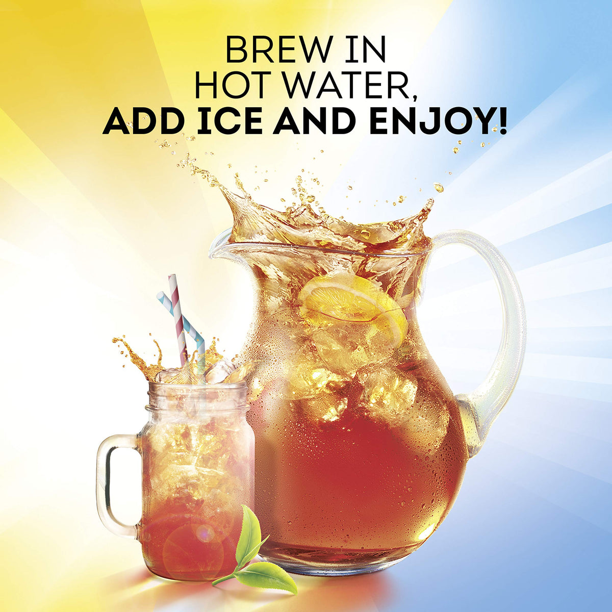 Close-up label of Lipton Southern Sweet Iced Tea highlighting flavor and brand.