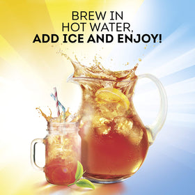 Close-up label of Lipton Southern Sweet Iced Tea highlighting flavor and brand.