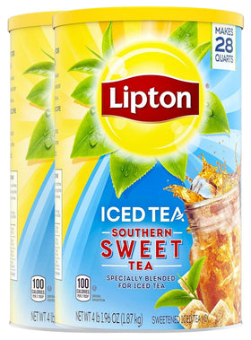 Lipton Southern Sweet Iced Tea Mix canisters provide 56 quarts for easy gatherings.