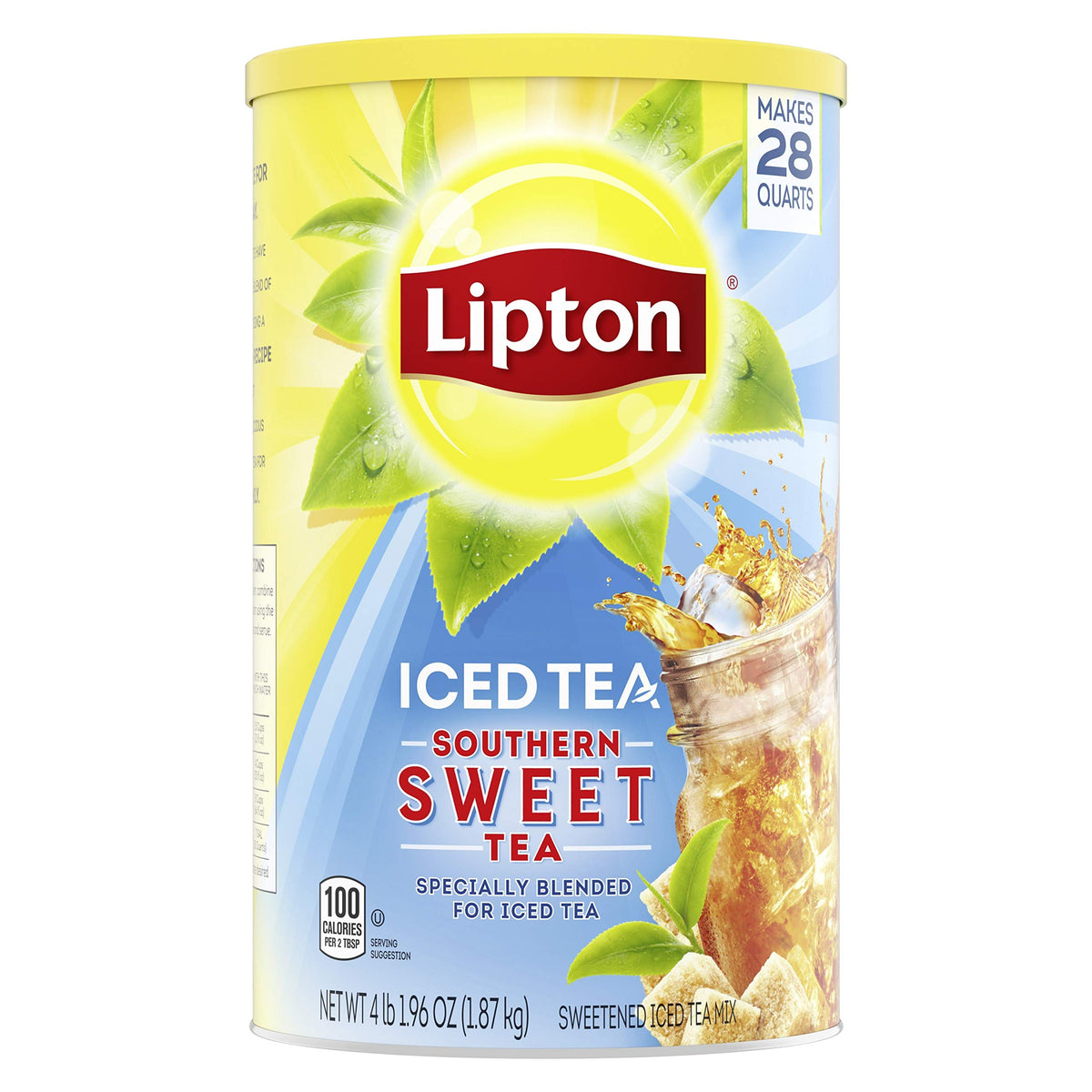 Lipton Southern Sweet Tea Mix scoop dispensing powder for fast refreshment.