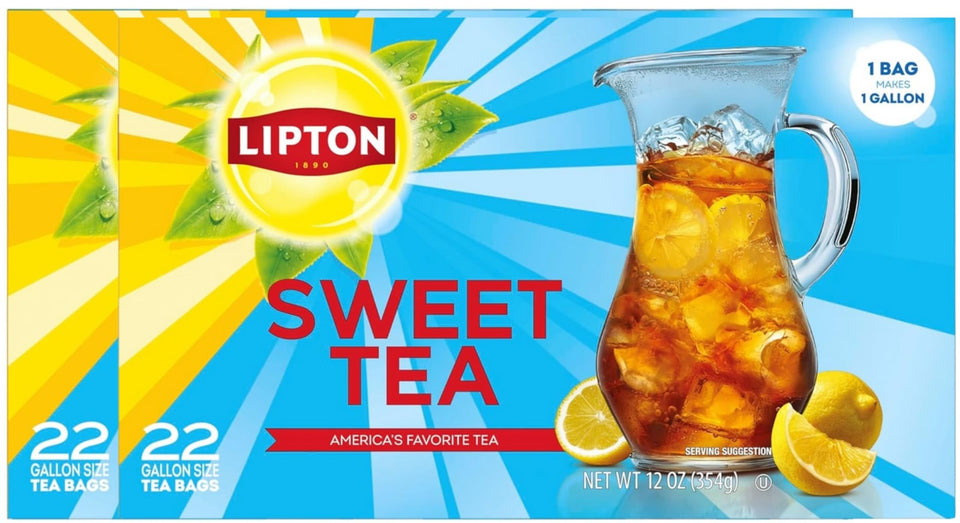 Lipton Southern Sweet Tea packaging with 44 bags for easy gallon brews.