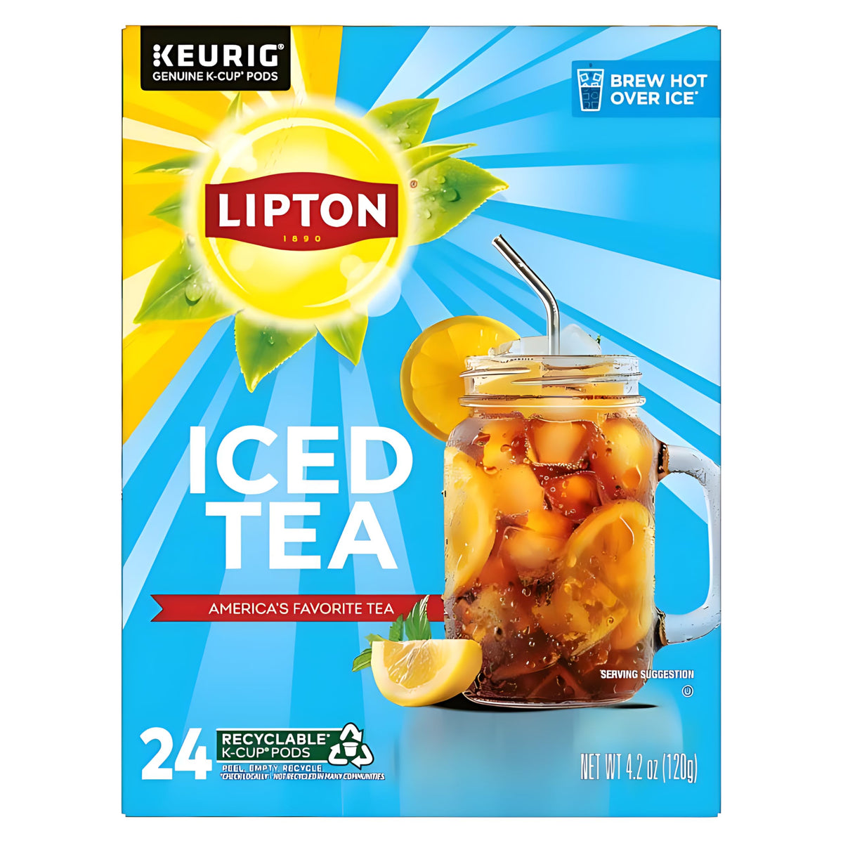 Lipton unsweetened black iced tea k-cups box for quick brewing.