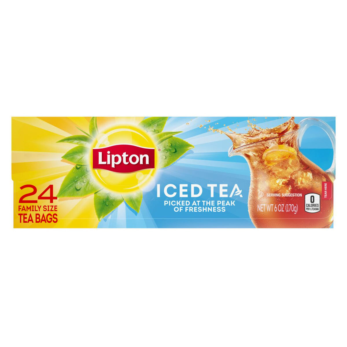 Lipton unsweetened iced tea bags six-packs display, ideal for family gatherings