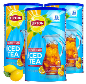 Lipton unsweetened iced tea mix canister ready for convenient hydration.