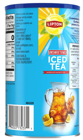 Pitcher of iced tea ready for serving, Lipton mix in use.