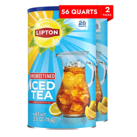 Lipton unsweetened iced tea powder bottle for quick, calorie-free refreshment.