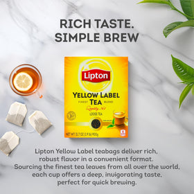 Lipton Yellow Label brew in a teapot, strong flavor in minutes.
