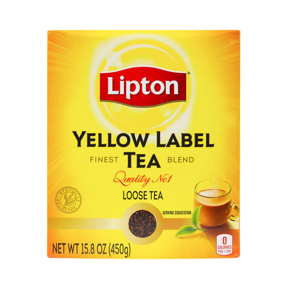 Lipton Yellow Label loose tea beads reveal premium flavor for a rich cup.