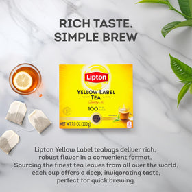 Lipton Yellow Label packaging front indicating premium quality and heritage.