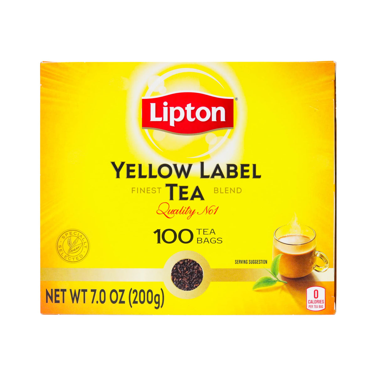 Lipton Yellow Label tea bag in cup with steam, ready for a comforting morning.