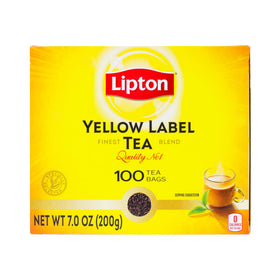 Lipton Yellow Label tea bag in cup with steam, ready for a comforting morning.