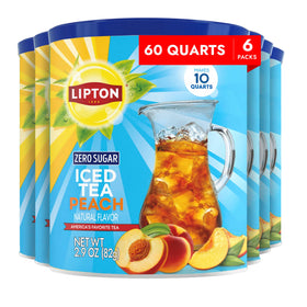 Lipton Zero Sugar Peach Iced Tea Mix canister for quick zero sugar refreshment