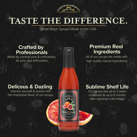 Glass with Blood Orange cocktail using Liquid Alchemist Syrup.