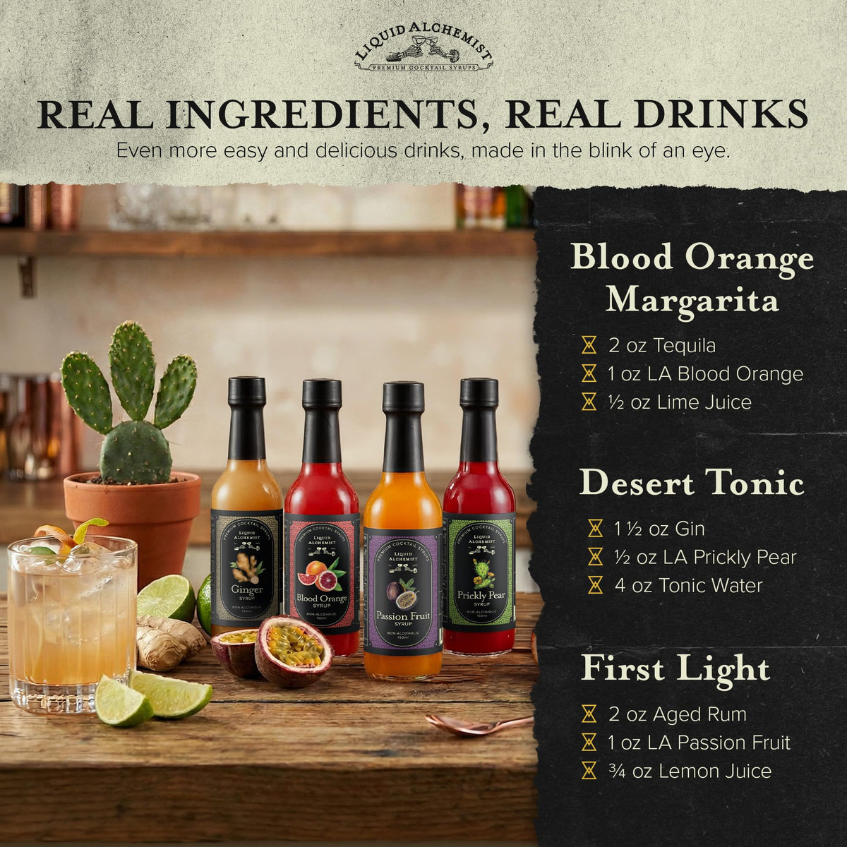 Liquid Alchemist Blood Orange syrup pour brightening mocktails